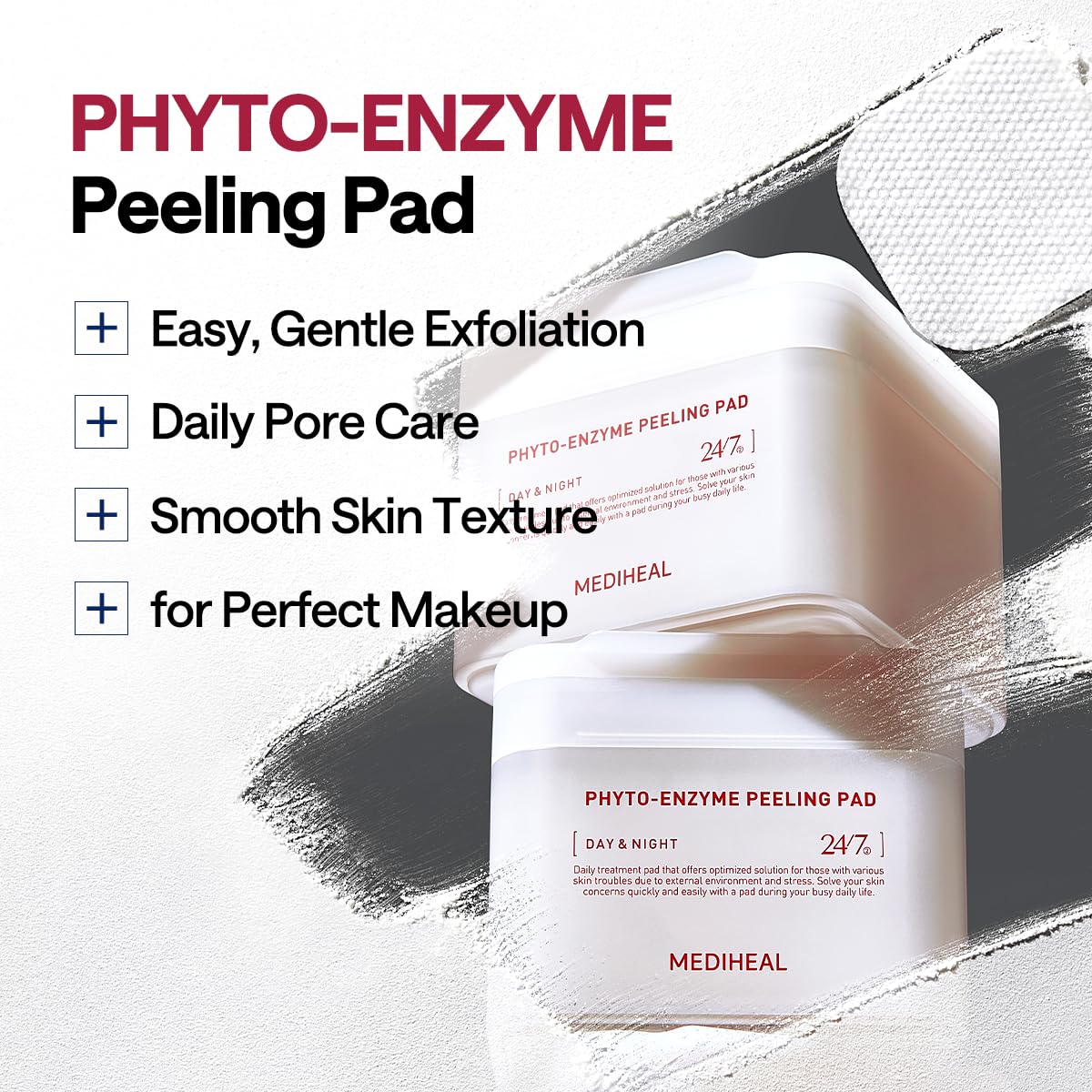 Mediheal Phyto-Enzyme toner pads pore-tightening close-up image for refined pores.