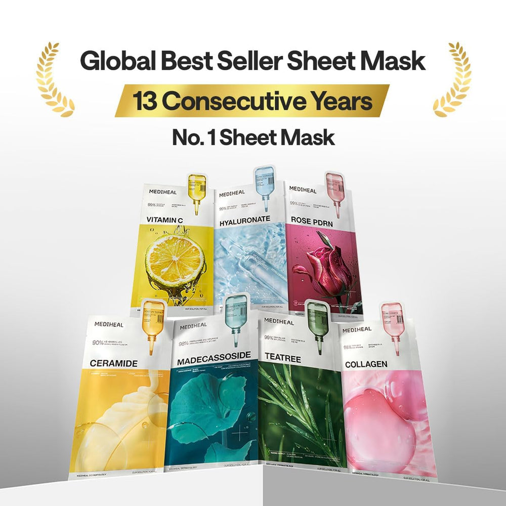 Mediheal Rose PDRN face mask closeup showing smooth application.