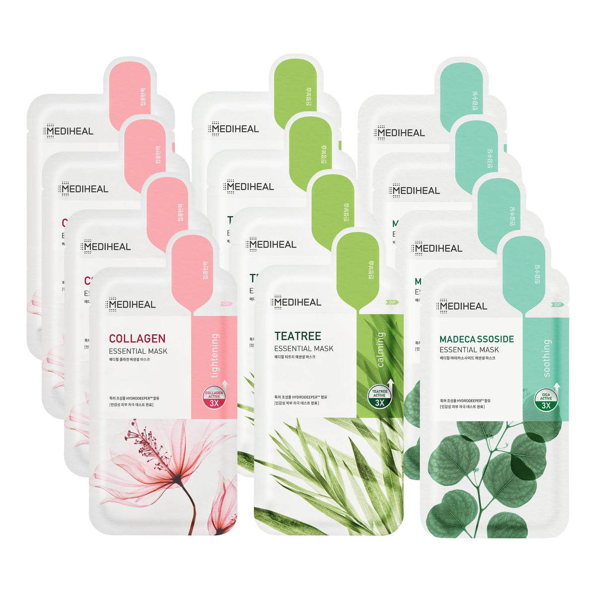 Mediheal Sheet Mask Essential 12-Pack collagen mask close-up for firming benefits