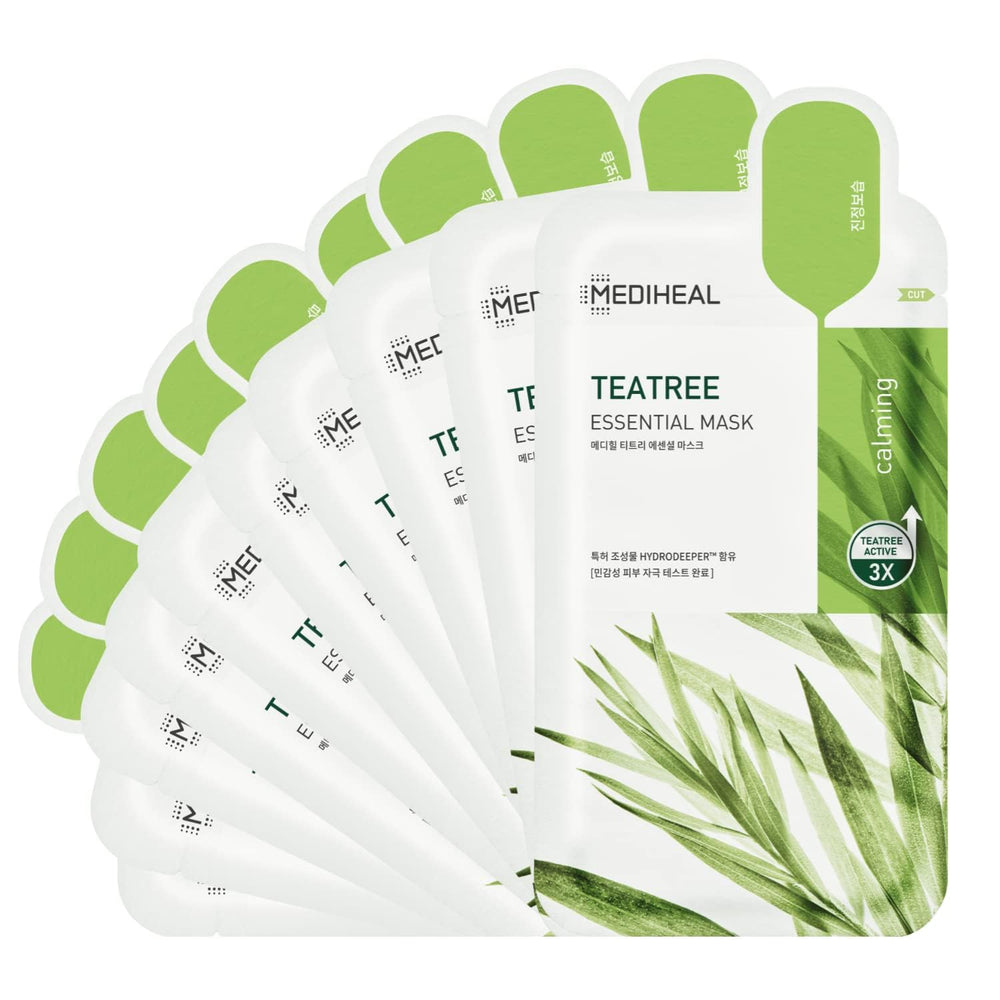 Mediheal Tea Tree Sheet Mask pack with 10 sheets for all skin types.