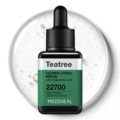 Mediheal Teatree Calming Serum bottle front delivers soothing hydration for irritated skin.