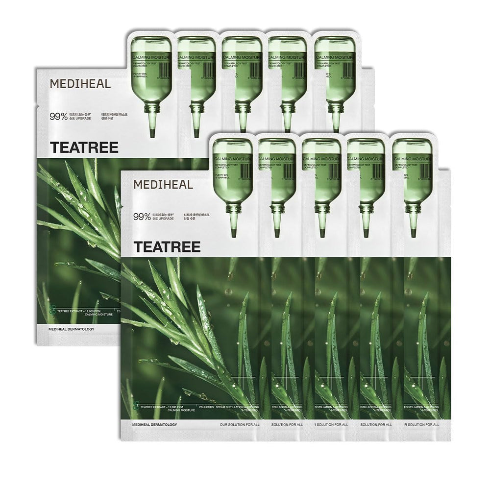 Mediheal Teatree Essential Sheet Mask packaging front for calming hydration and clarity