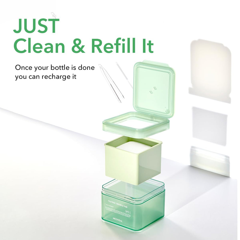 Mediheal Teatree Trouble Pad used like a sheet mask to soothe skin.