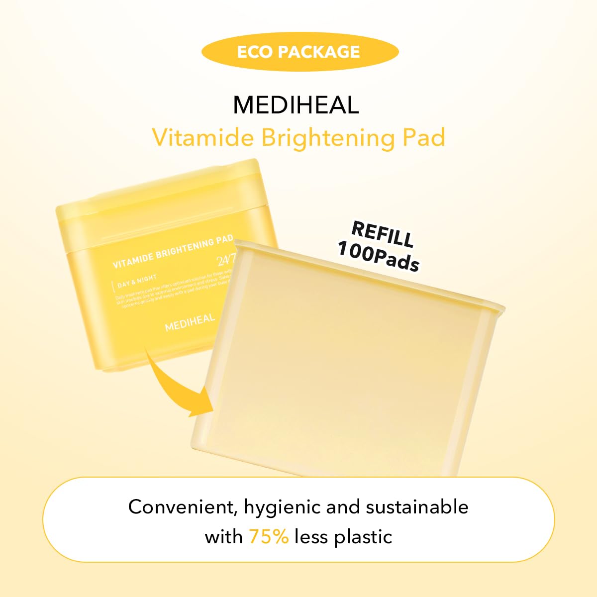 Mediheal Vitamide Brightening Pad refill pads close-up showing soft cotton texture for gentle application.