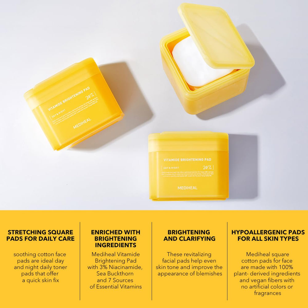 Mediheal Vitamide pad texture close-up demonstrating gauze softness for wide-area care.