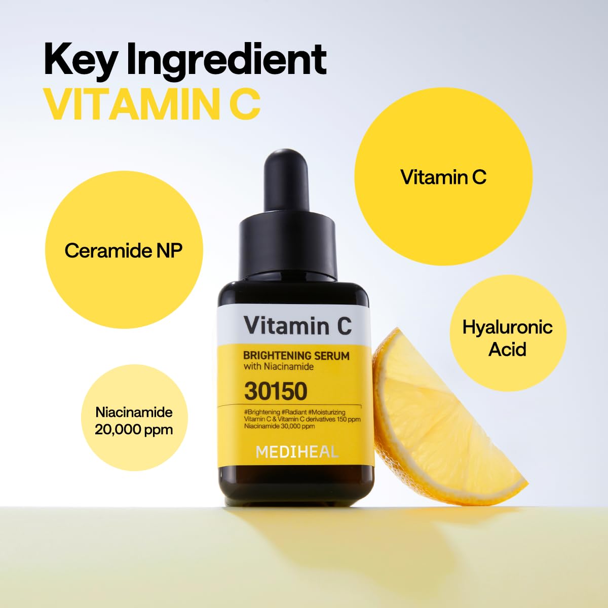 Mediheal Vitamin C Brightening Serum routine-use image guides morning skincare steps.