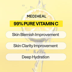 Mediheal Vitamin C Essential Mask close-up shows serum-rich sheet and hydration potential.