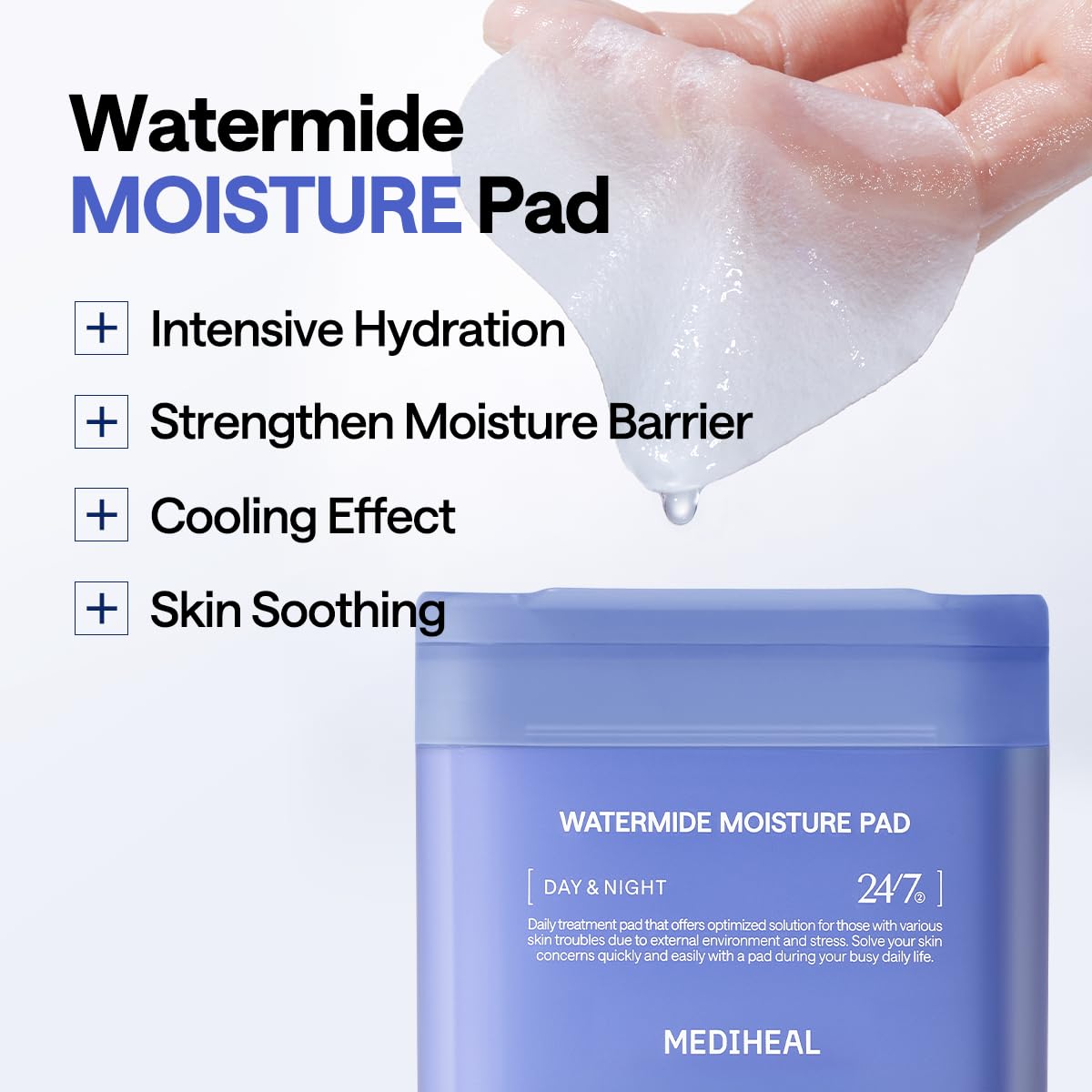Mediheal Watermide pad applied to the face for cooling hydration