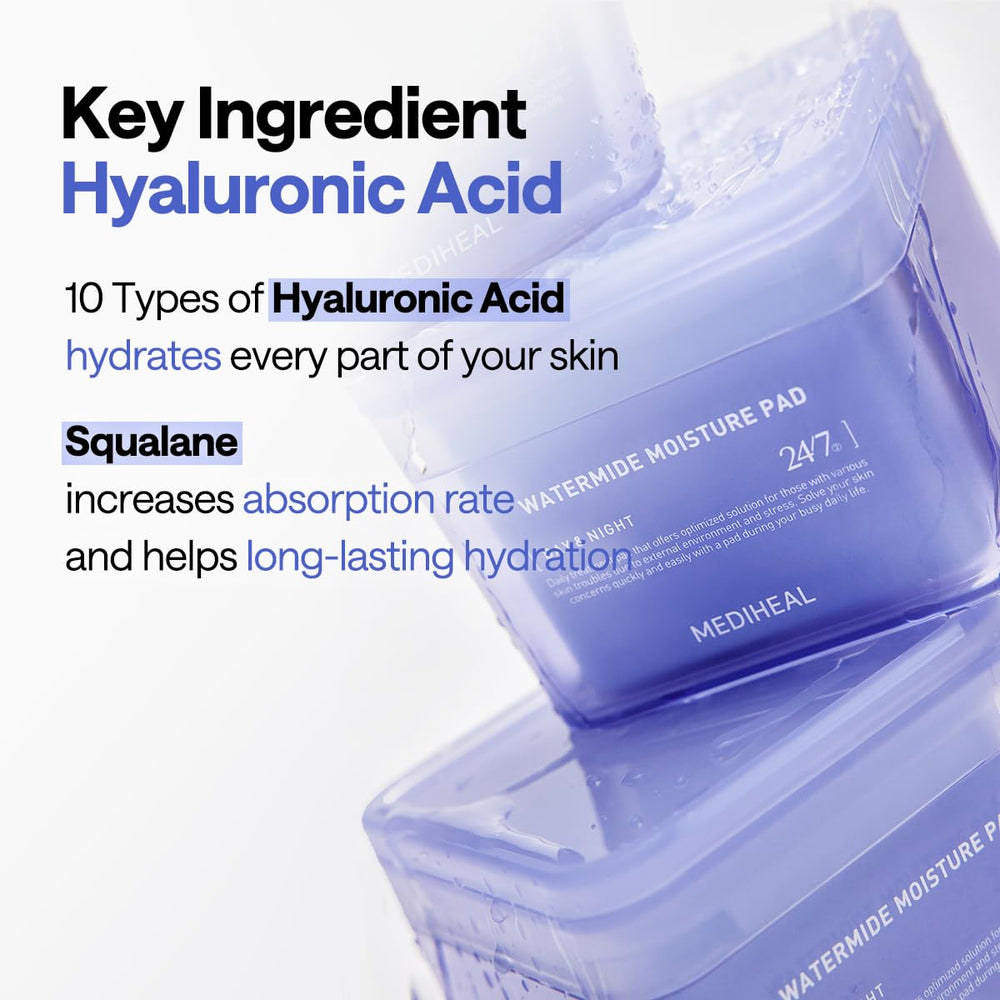 Mediheal Watermide pad featuring woodland forget-me-not details for natural soothing ingredients