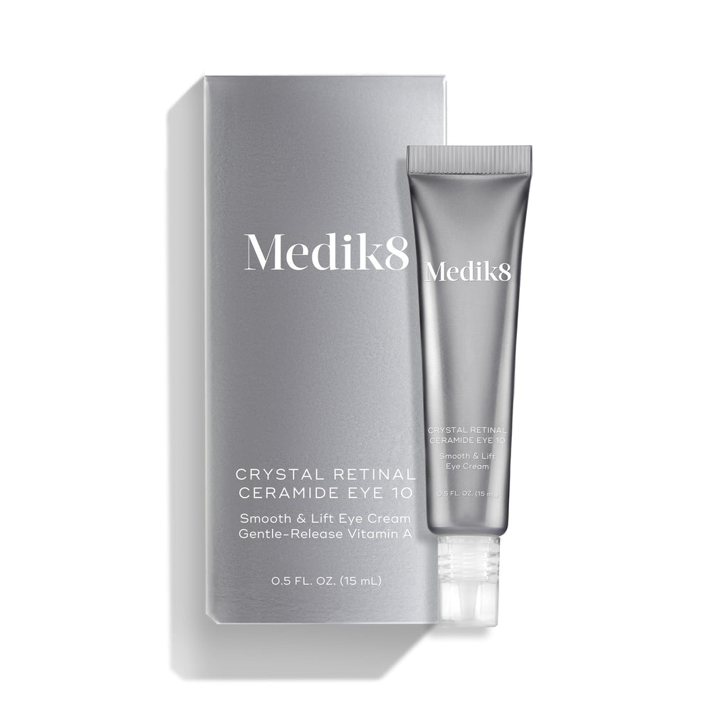 Medik8 Crystal Retinal Ceramide Eye 10 packaging supports a compact, daily eye care routine.