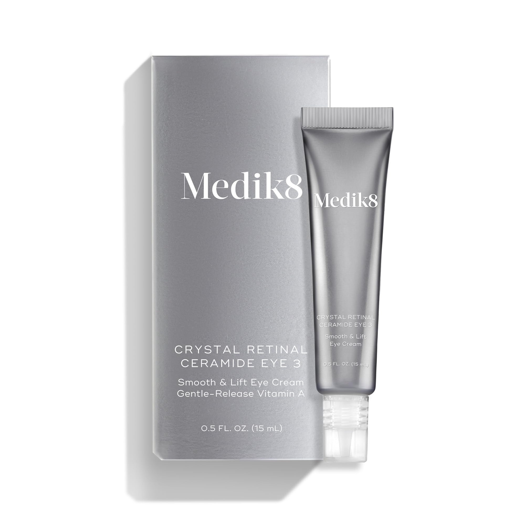 Medik8 Crystal Retinal Ceramide Eye 3 brand display image emphasizes dermatologist-tested care