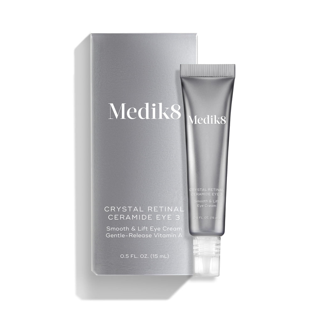 Medik8 Crystal Retinal Ceramide Eye 3 brand display image emphasizes dermatologist-tested care