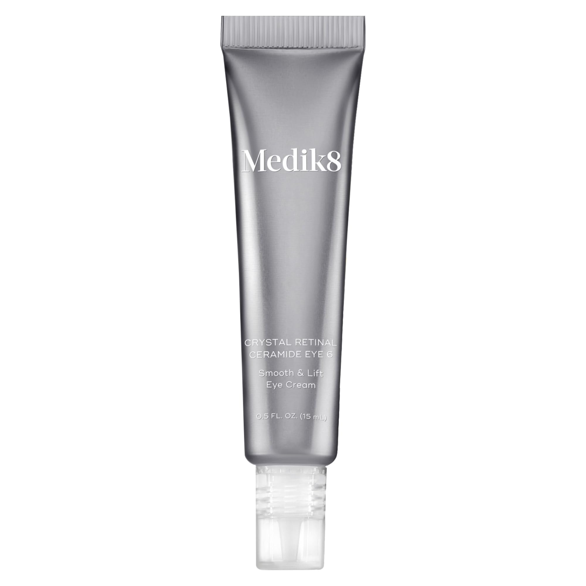 Medik8 Crystal Retinal Eye 6 bottle cap close-up shows gentle anti-wrinkle care.
