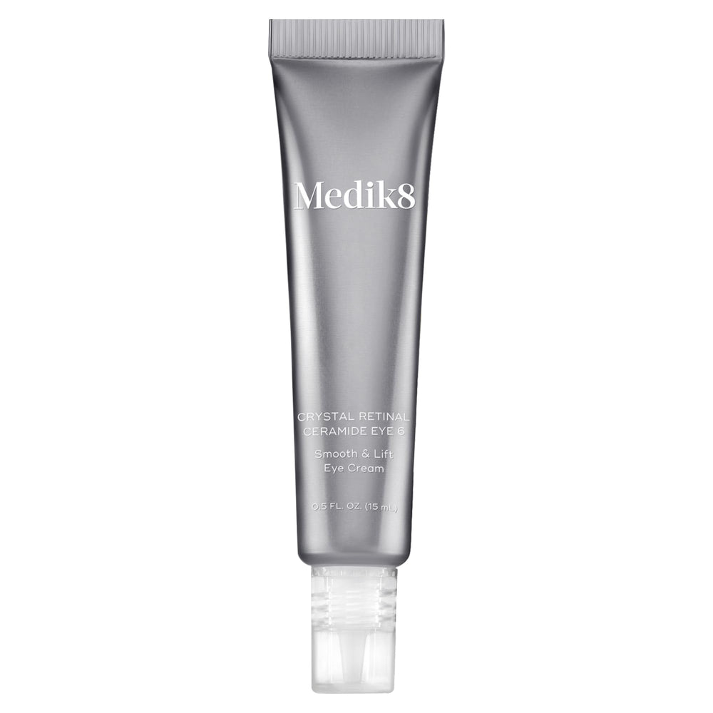 Medik8 Crystal Retinal Eye 6 bottle cap close-up shows gentle anti-wrinkle care.