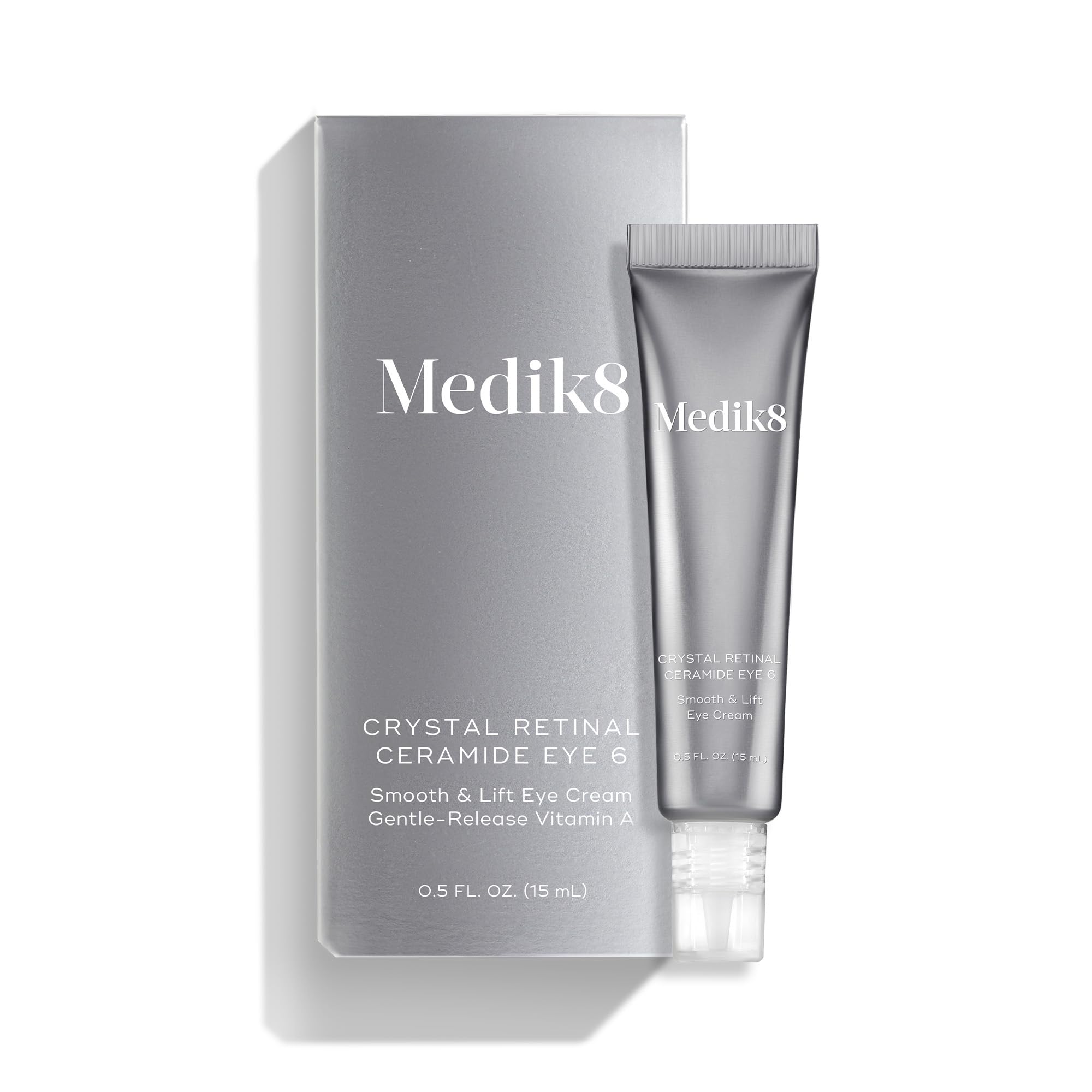 Medik8 Crystal Retinal Eye 6 close-up shows hydrated, refined eye-area skin.