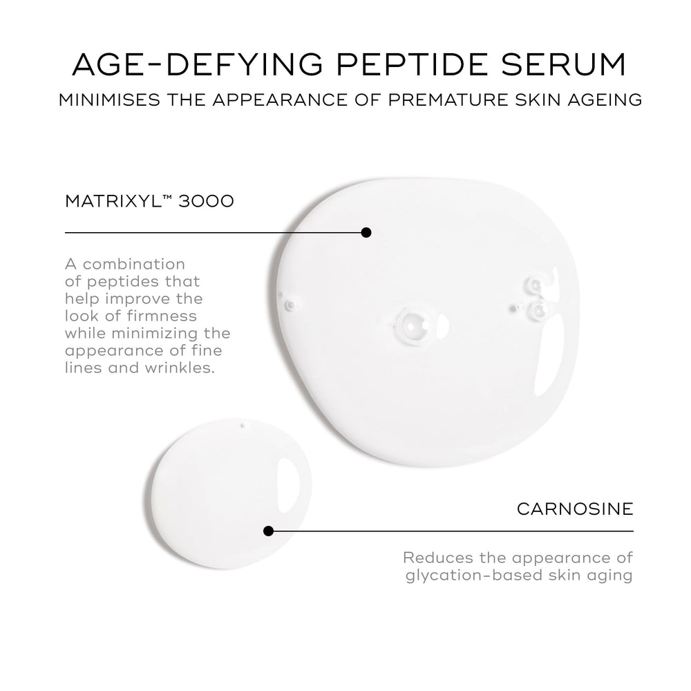 Medik8 Liquid Peptides serum texture swatch demonstrates lightweight, fast-absorbing hydration.