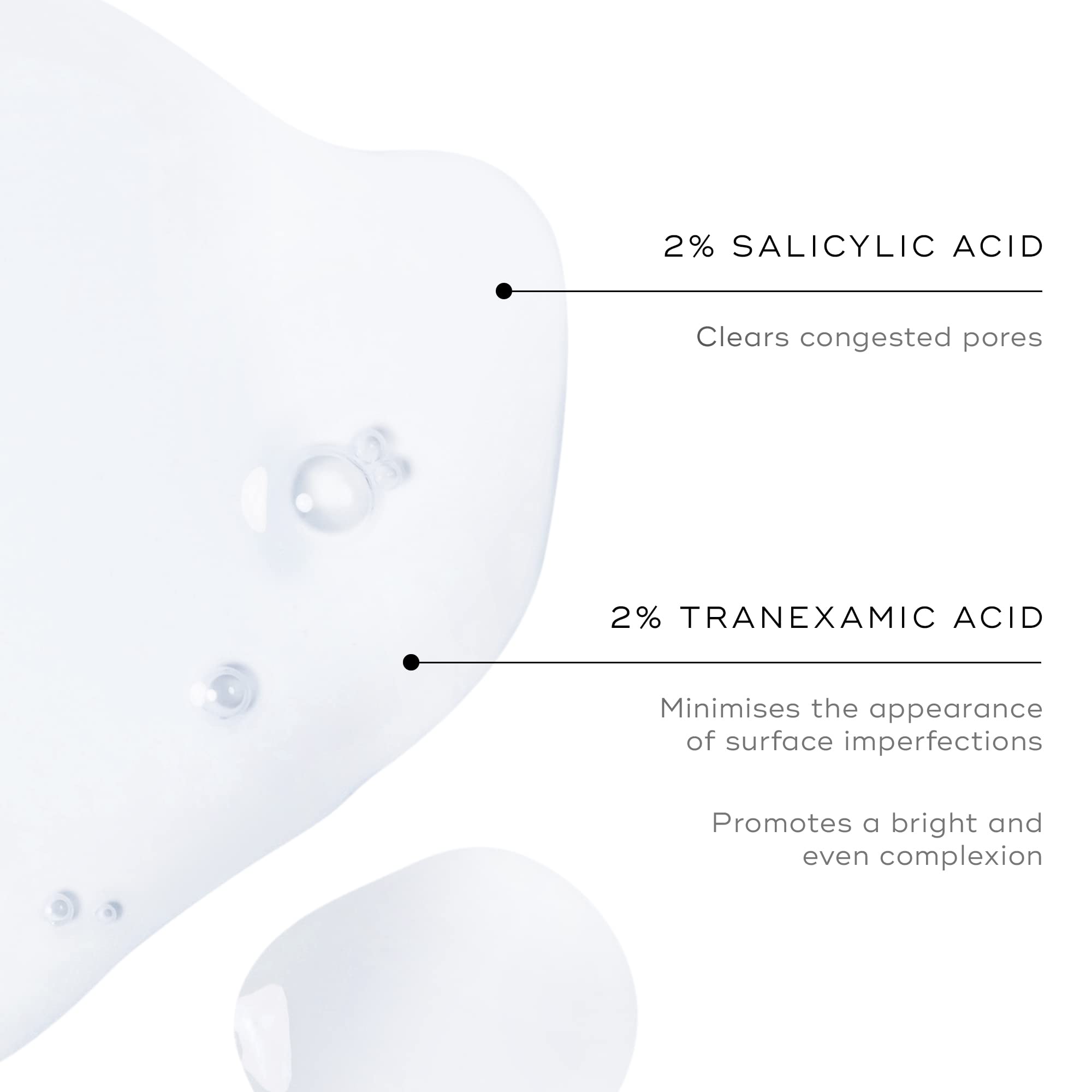 Medik8 Press and Clear toner swatch demonstrates gentle-release exfoliation.