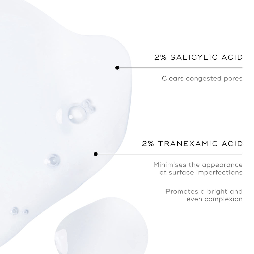 Medik8 Press and Clear toner swatch demonstrates gentle-release exfoliation.