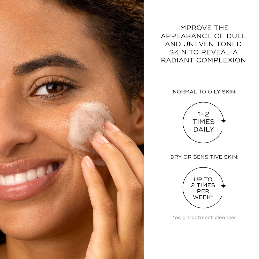 Medik8 Surface Radiance Cleanse aroma with mangosteen and raspberry enhances cleansing ritual.