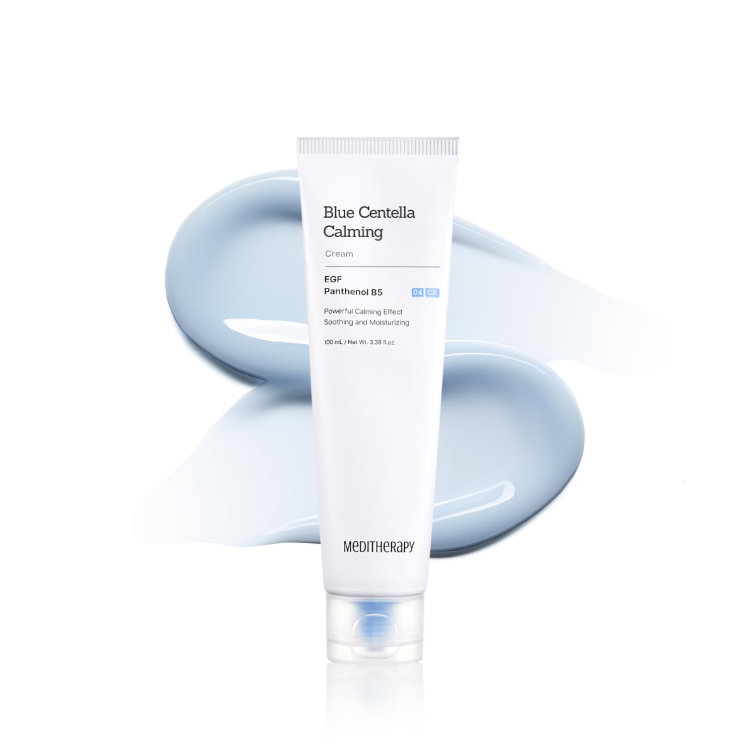 MEDITHERAPY Blue Centella Calming Cream jar closeup for soothing irritation relief