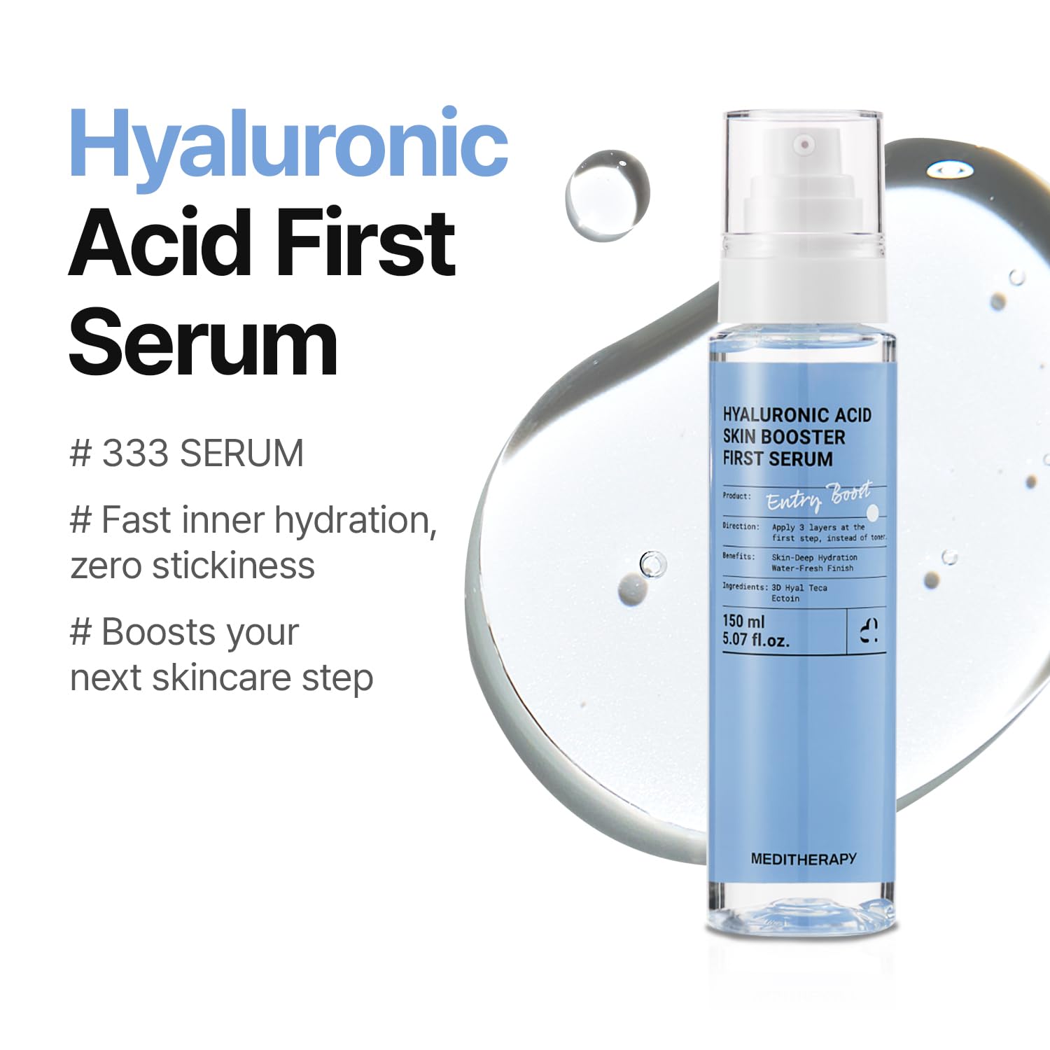 Meditherapy Hyaluronic Acid Serum XXL label-closeup emphasizes trusted ingredients for smooth skin.