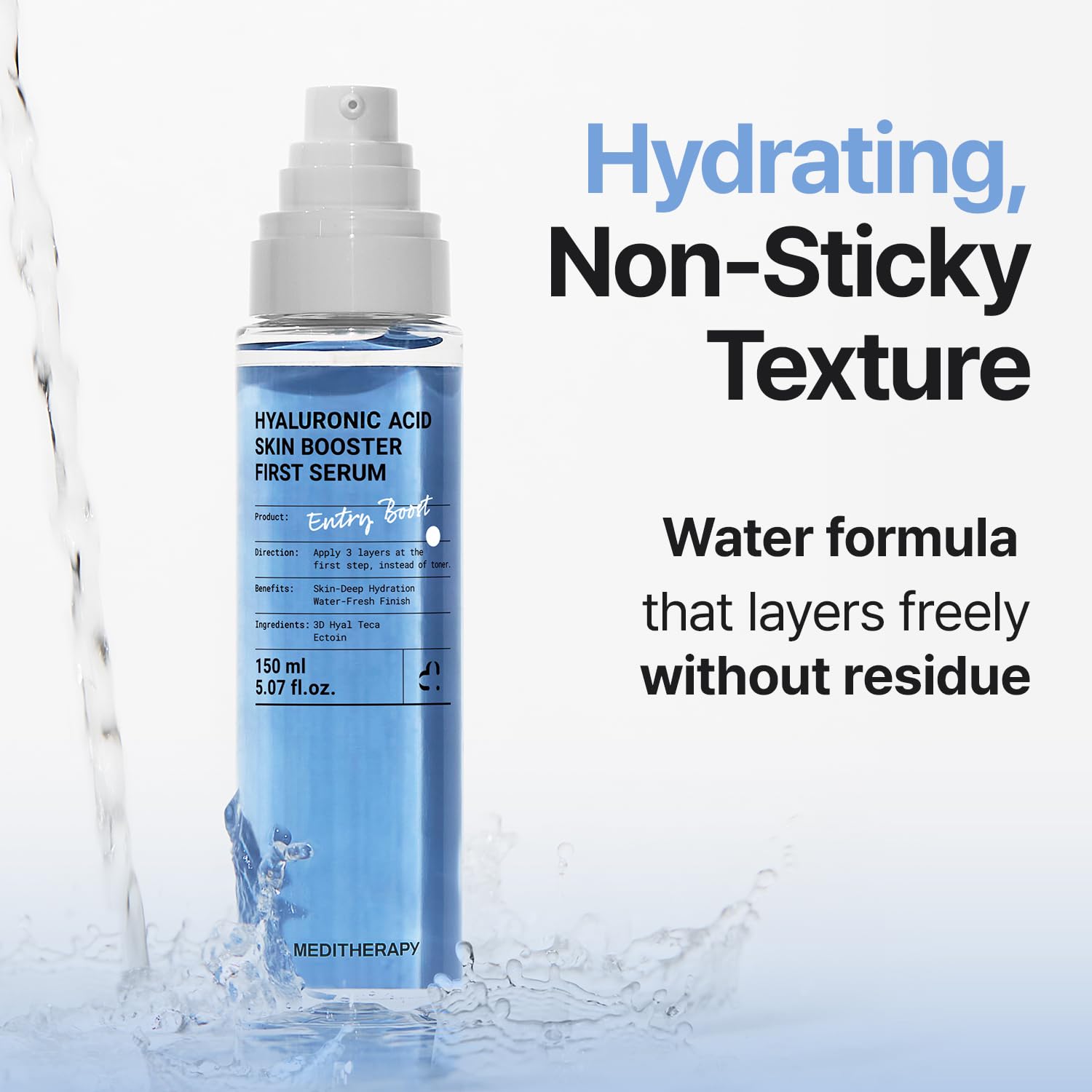 Meditherapy Hyaluronic Acid Serum XXL non-sticky-finish shows comfortable wear post-application.