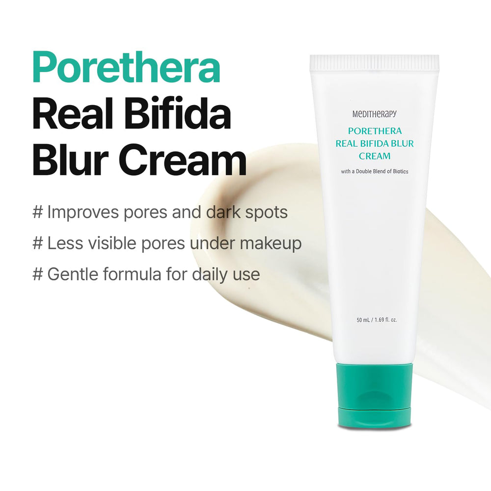 MEDITHERAPY Porethera cream swirls illustrating texture and pore-blurring effect