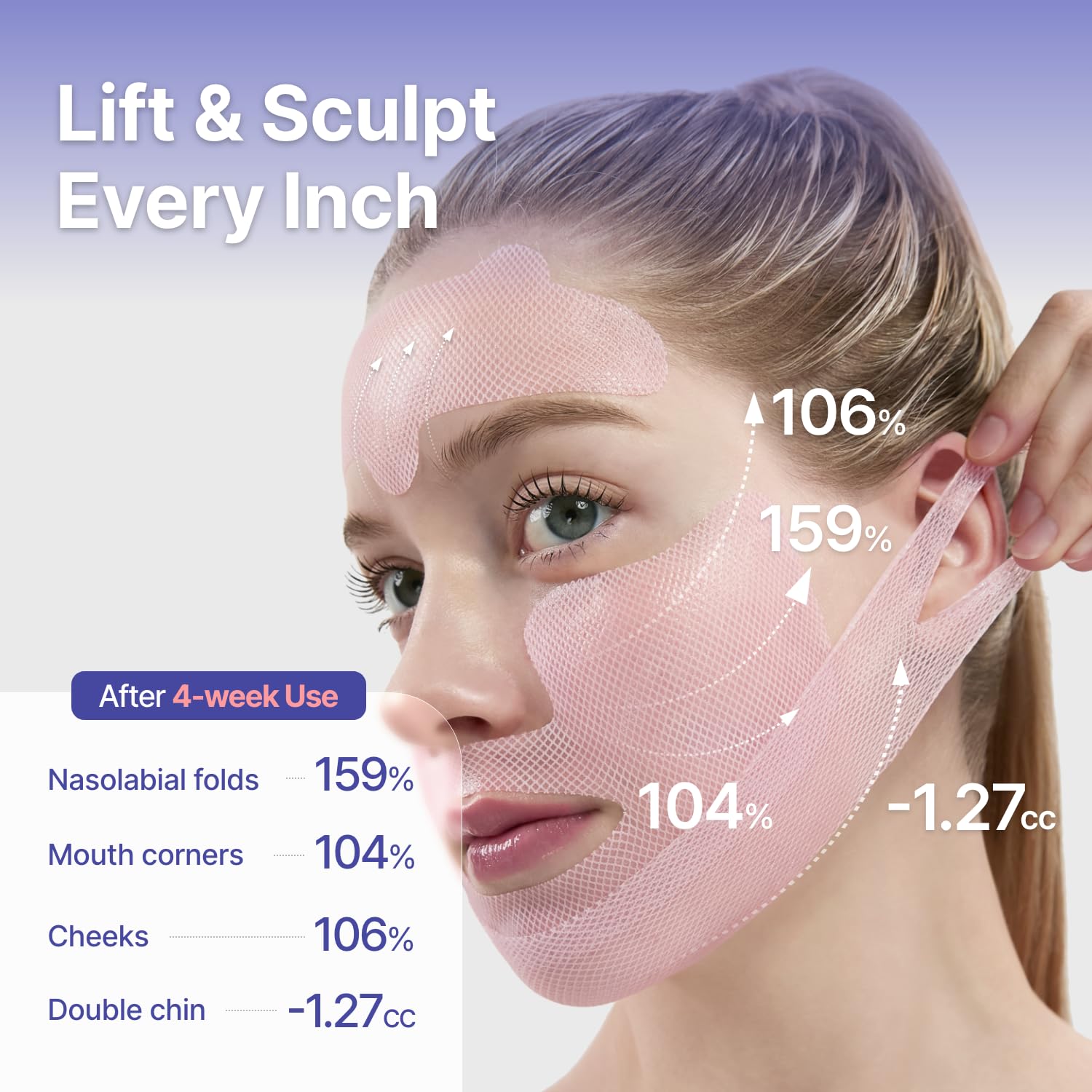 MEDITHERAPY tension up mask three-zone design highlights cheek, jawline, and forehead targeting