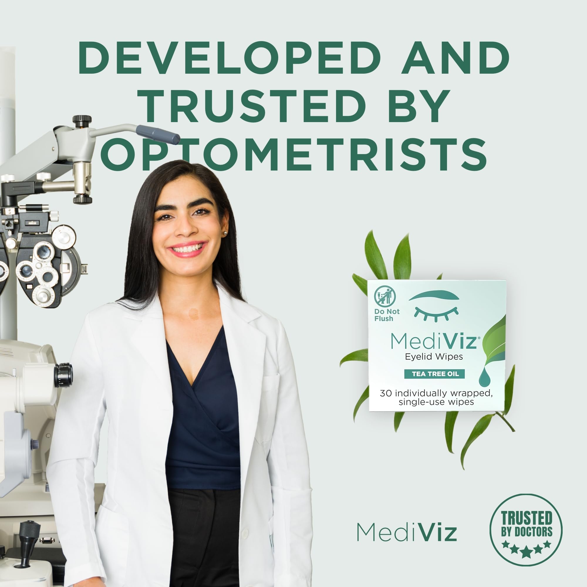 MEDIVIZ Tea Tree Eyelid Cleanser Wipes help with dry eye irritation.
