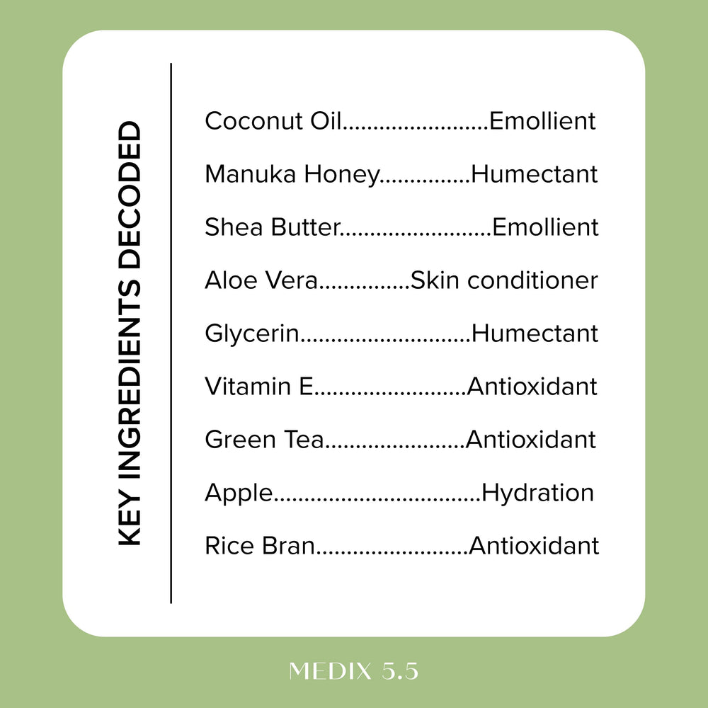 Medix 5.5 aloe vera texture swatch demonstrates soothing hydration.