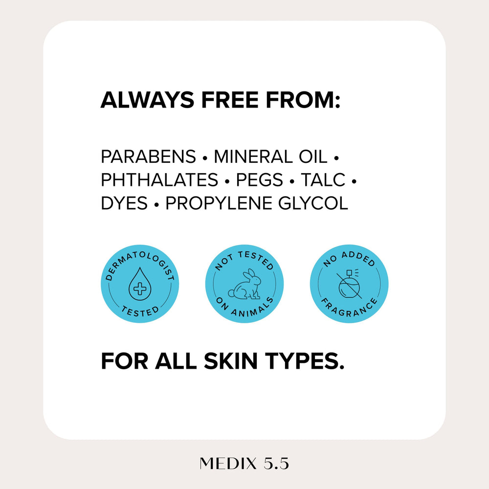 Medix 5.5 Dark Spots-Minimizing texture close-up hinting at evening tone.