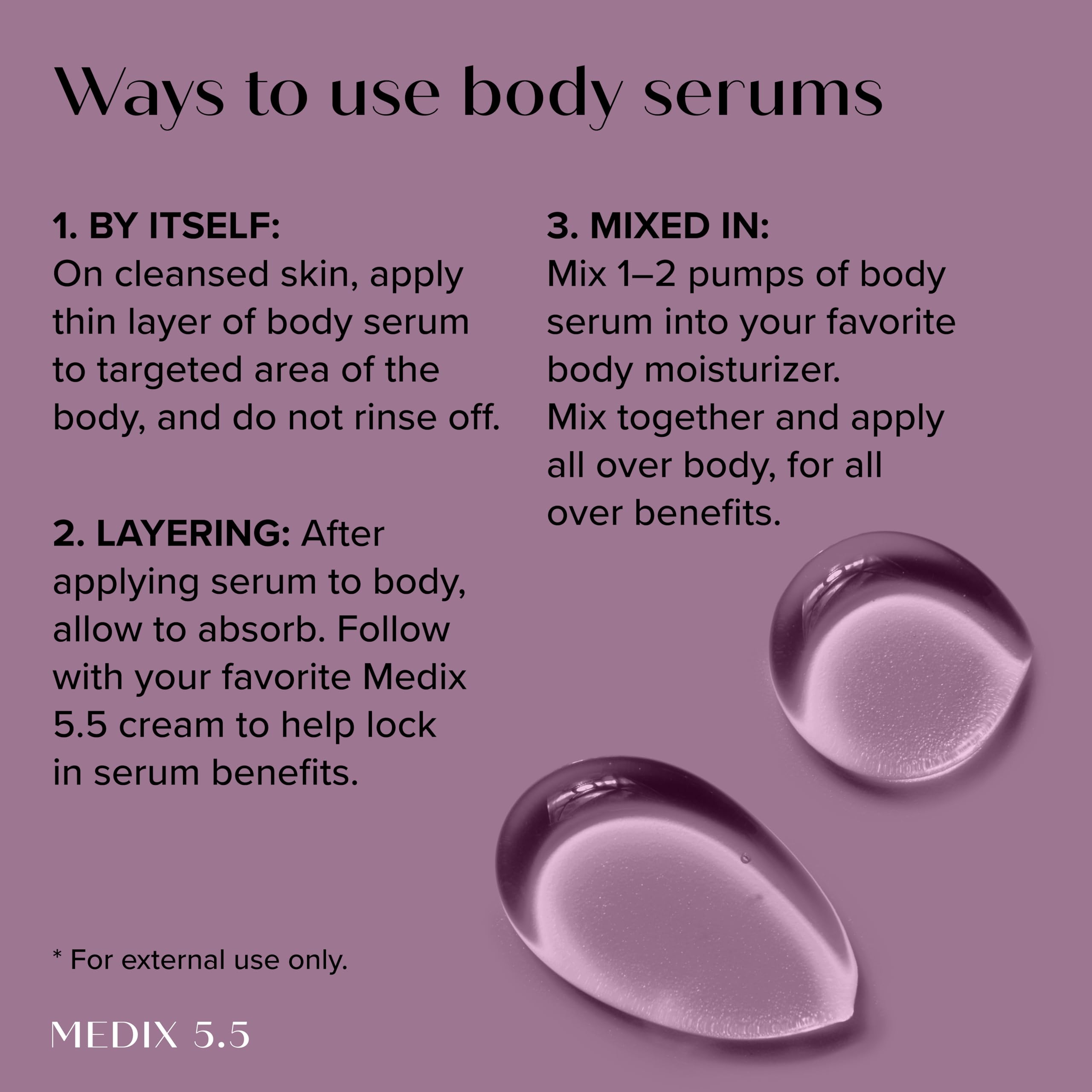 Medix 5.5 Booster Serum dropper bottle enables precise application.