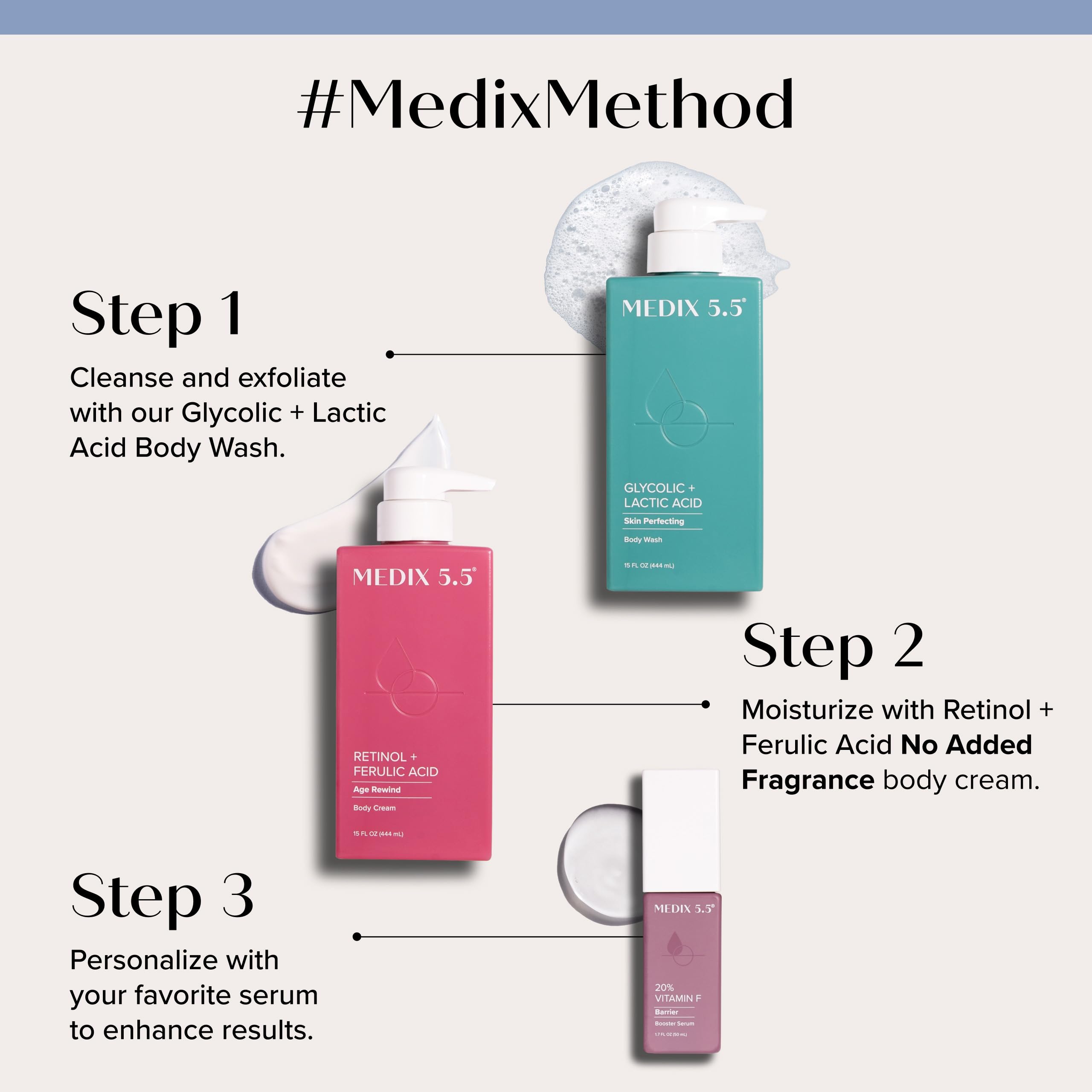 Medix 5.5 exfoliating foam demonstrates rich lather for daily use