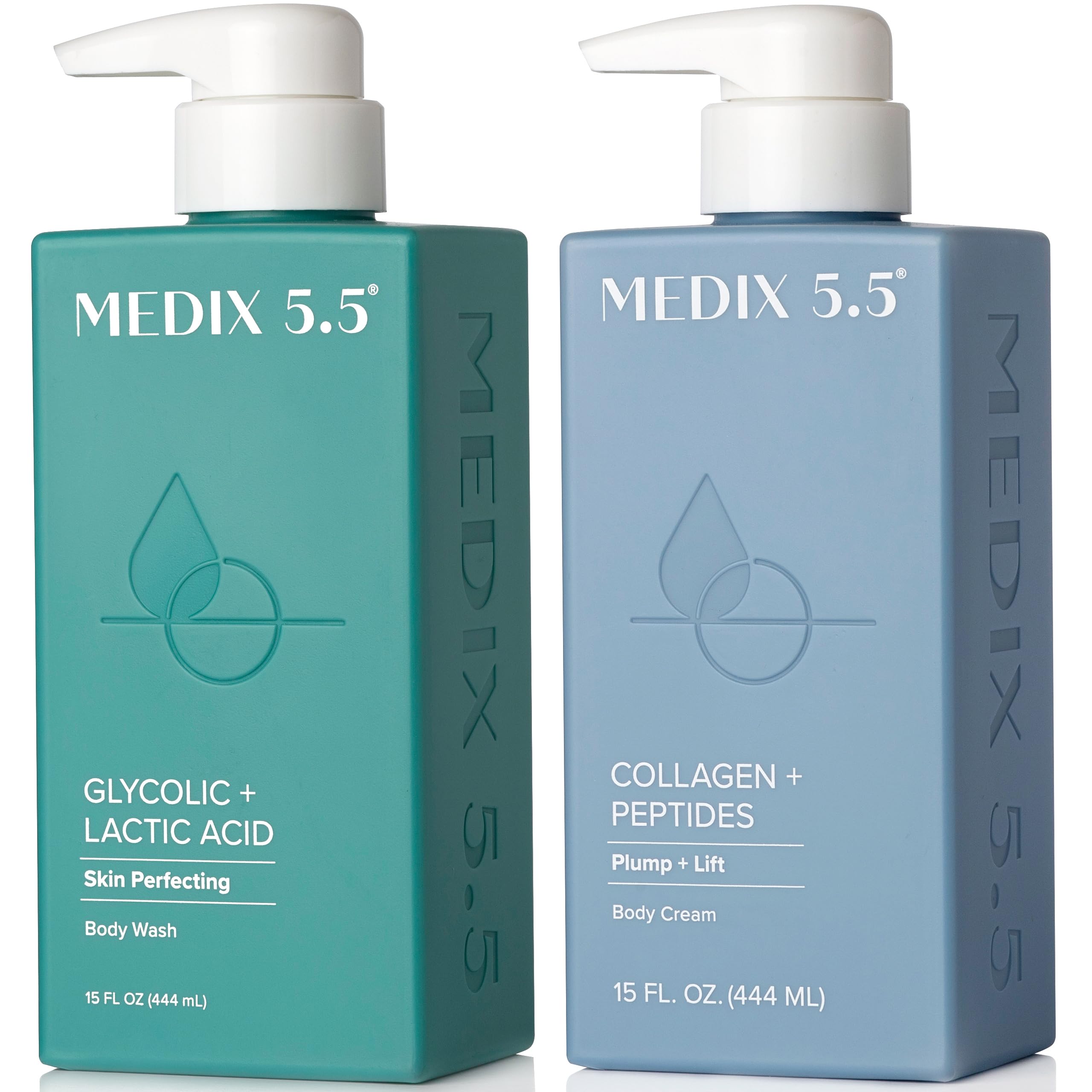 Medix 5.5 Exfoliating Wash bottle foaming action promotes gentle cleansing for refreshed, smoother skin.