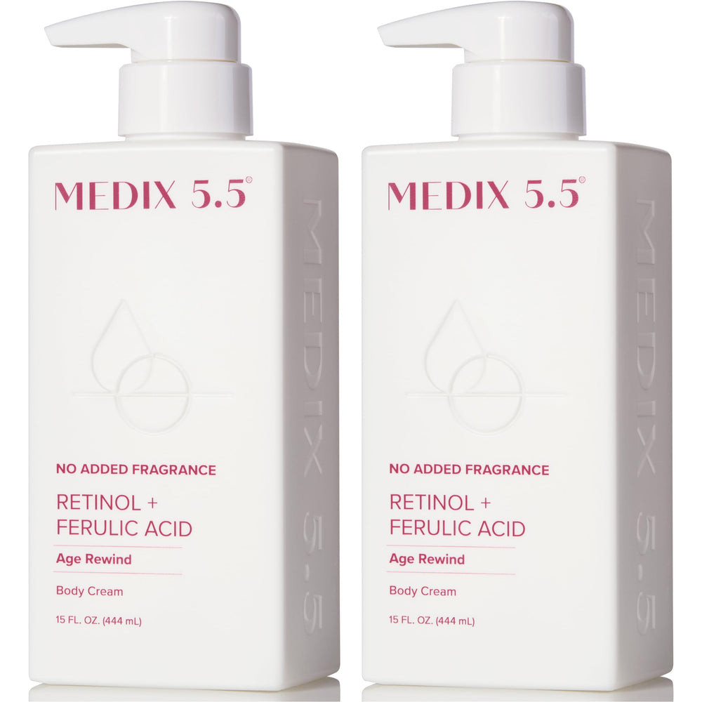 Medix 5.5 fragrance-free retinol face moisturizer bottle showcasing silky, hydrating anti-aging formula.