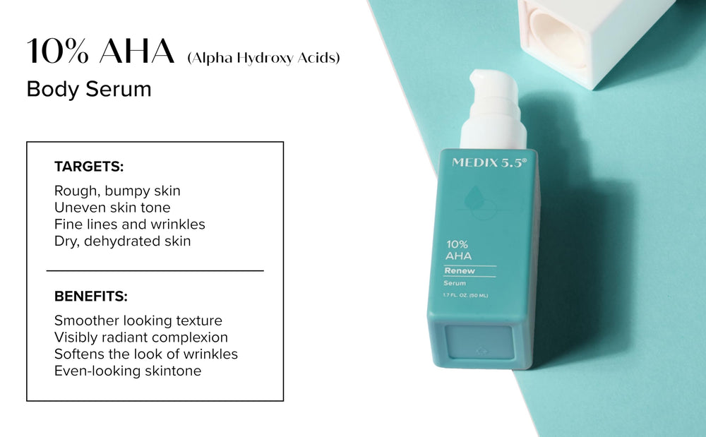 Medix 5.5 packaging label highlighting exfoliation and non-rinse use