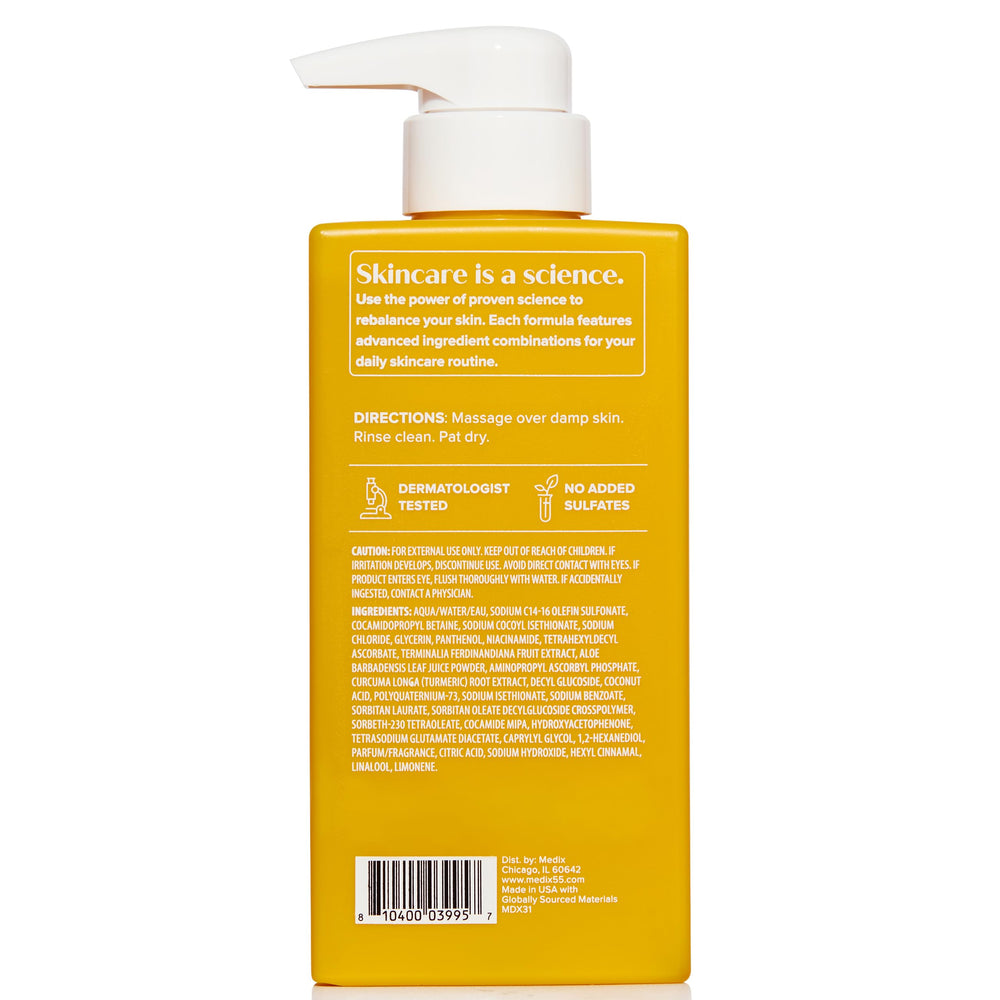Medix 5.5 Radiant Glow Vitamin C Body Wash texture close-up — radiant skin potential.
