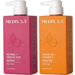 Medix 5.5 Retinol Body Lotion bottle with pump for deep hydration.