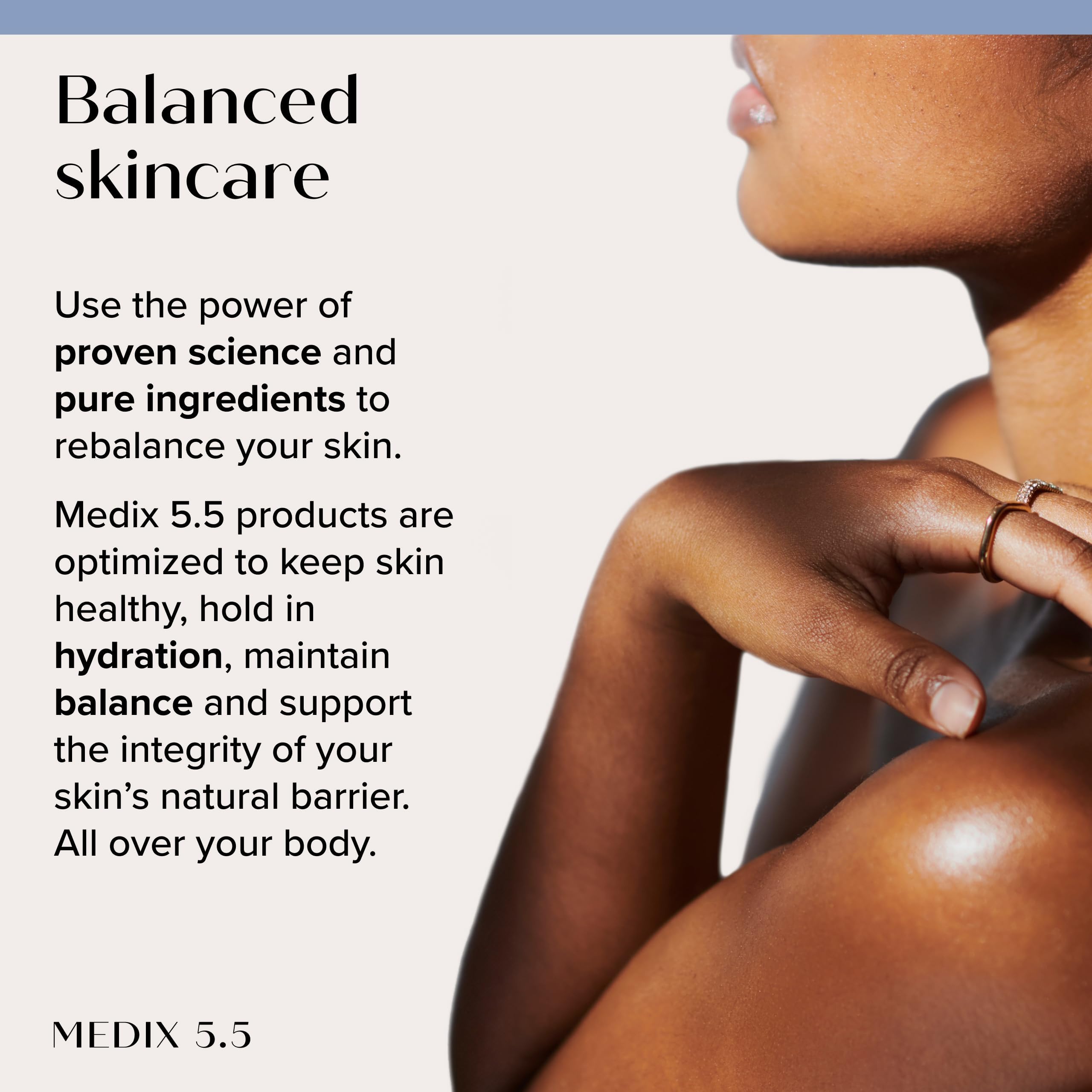Medix 5.5 silky skin after application image hints at radiant finish.