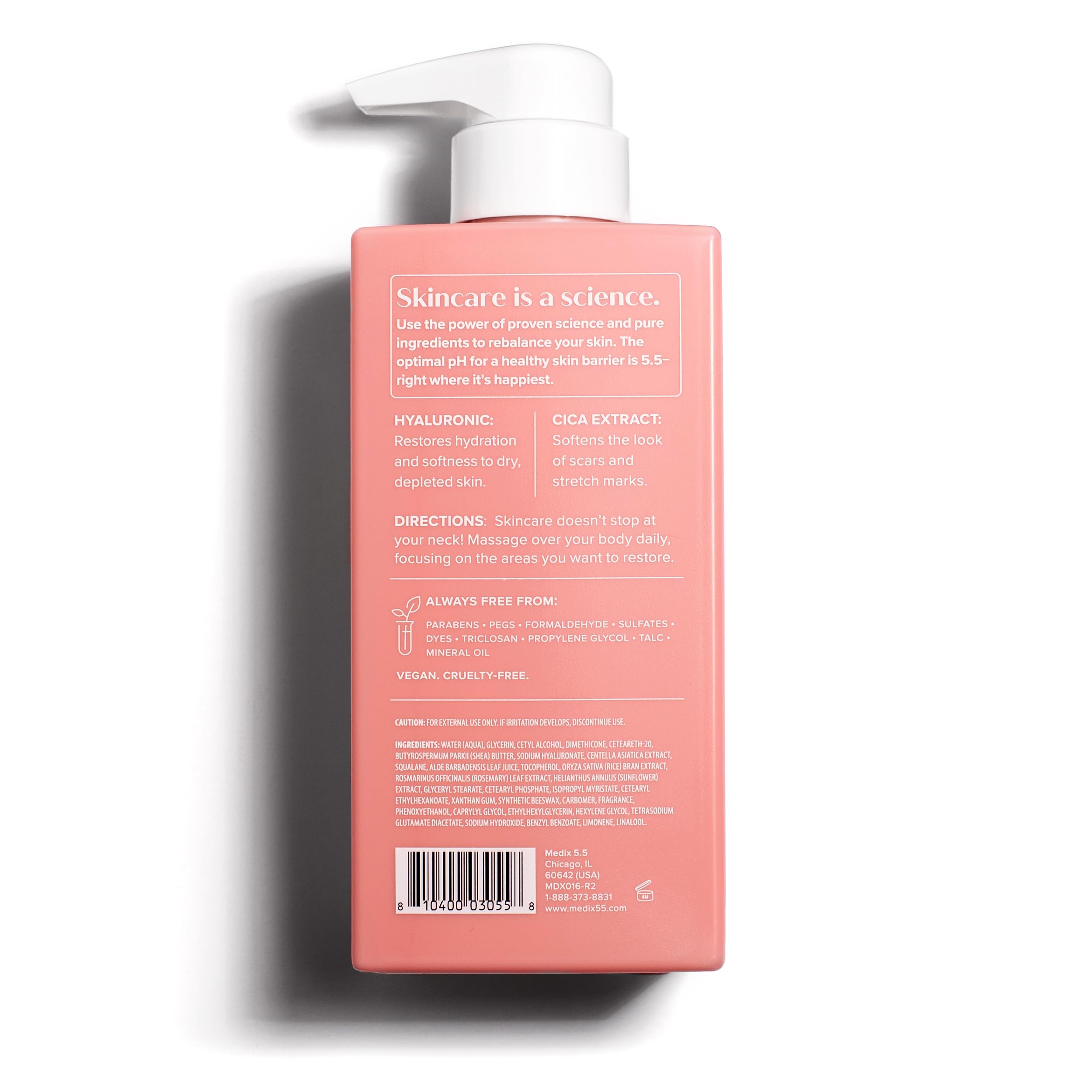 Medix 5.5 vegan cruelty-free label on packaging emphasizes ethical choice.