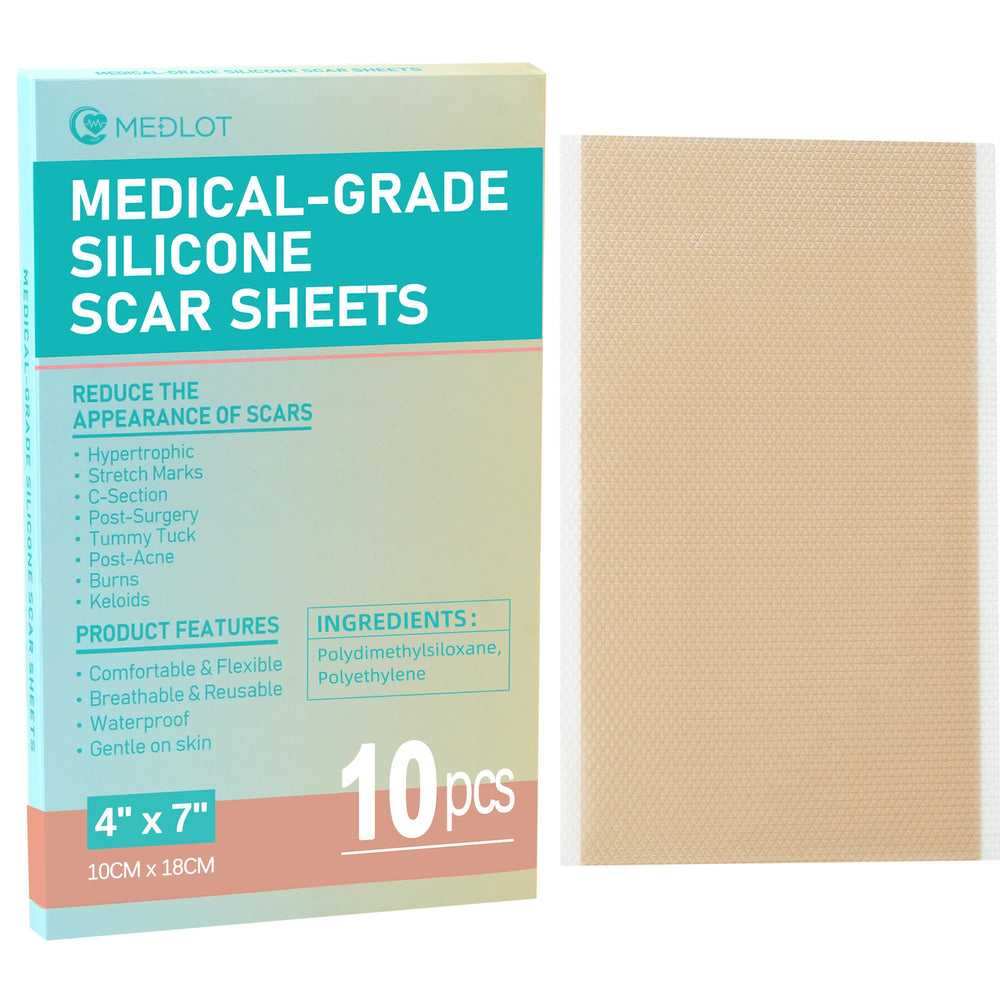 MEDLOT silicone scar sheets large patches packaged for discreet scar care