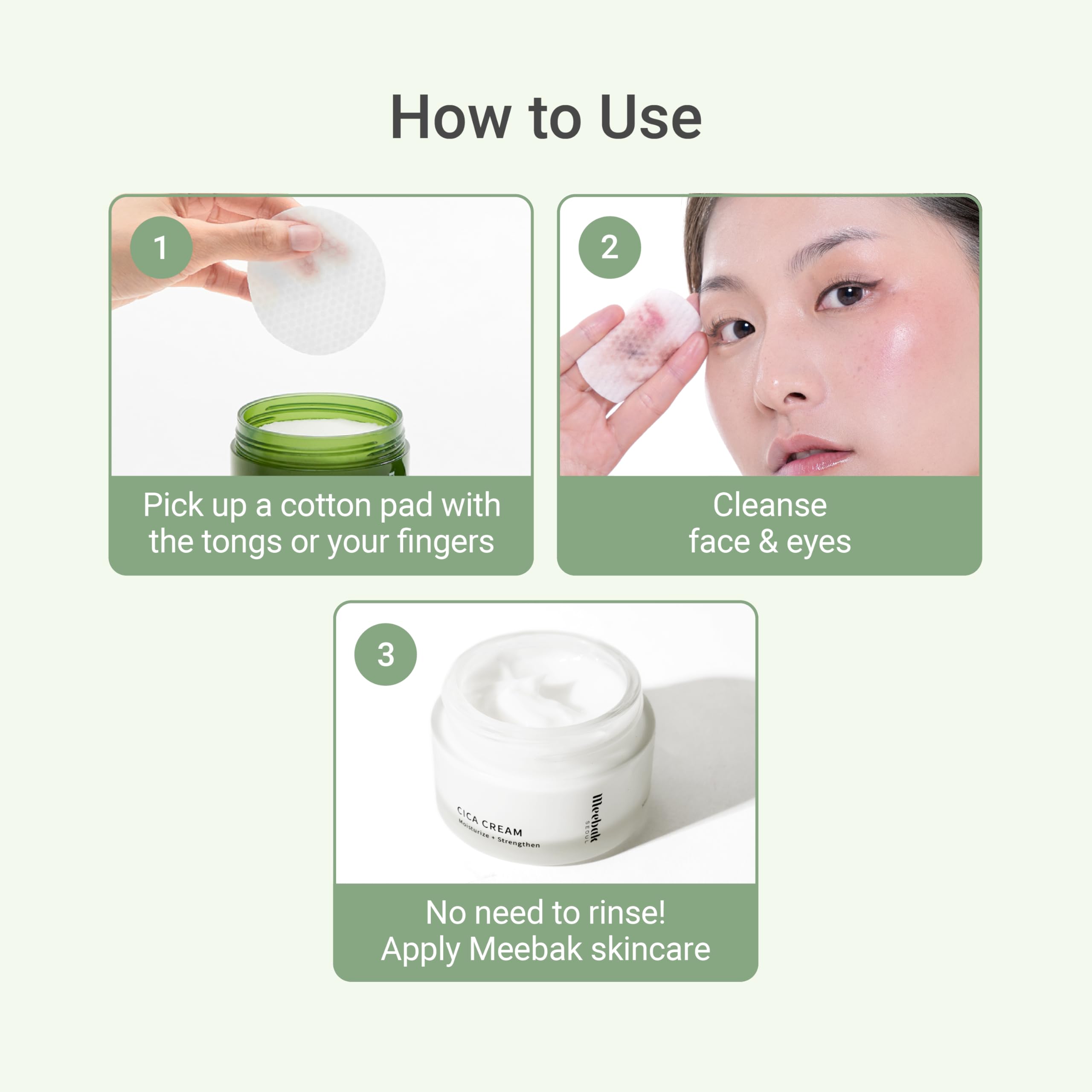 Meebak Cica Cleansing Water Pads gym bag ready for quick refreshes and makeup removal