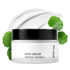 Meebak Cica Cream tube close-up highlighting silky hydration for sensitive skin