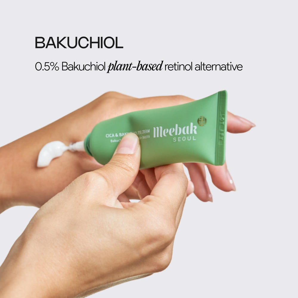 Meebak eye cream caffeine tube showing cooling effect for refreshed eyes