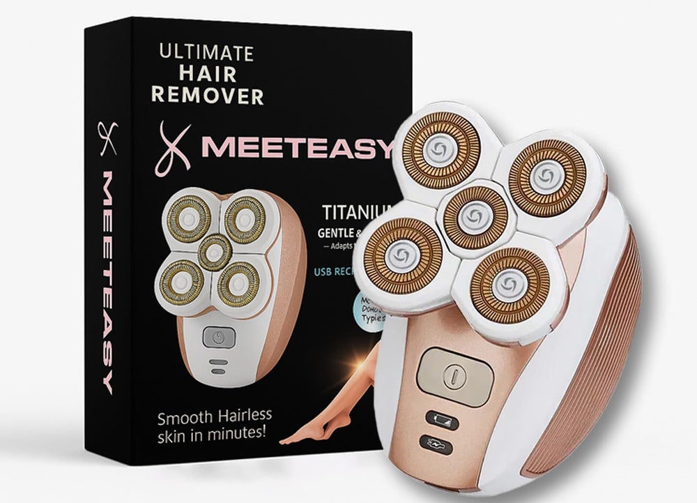 Meeteasy Electric Leg Shaver in use demonstrates painless, portable grooming on the go.