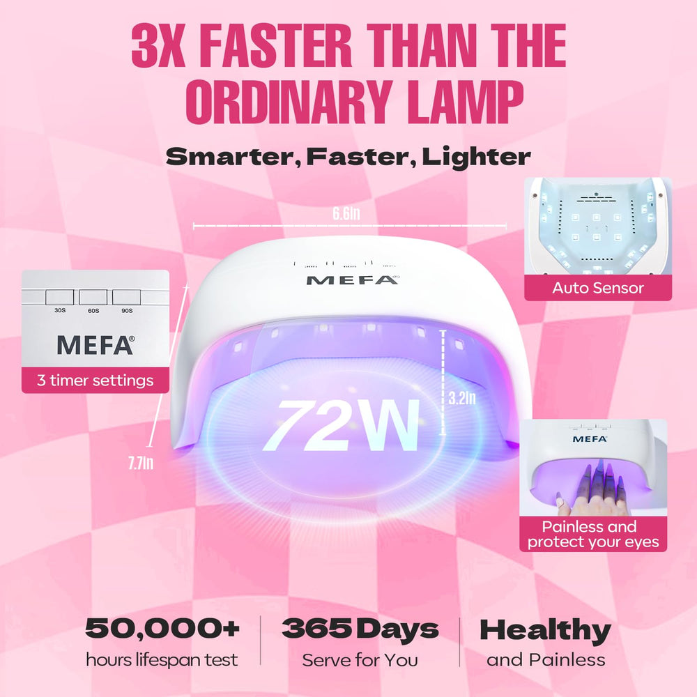 MEFA dual-source lamp ensures even curing across nails