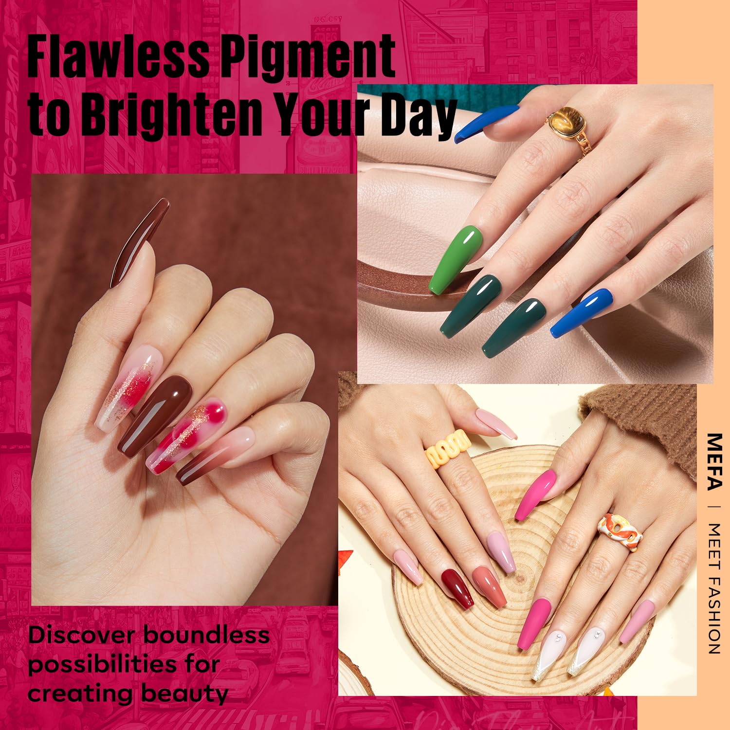 MEFA burgundy-red swatches highlight rich tones for cozy, elegant manicures