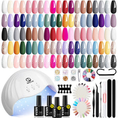 MEFA gel nail-kit with 72W LED lamp for quick drying during home manicure