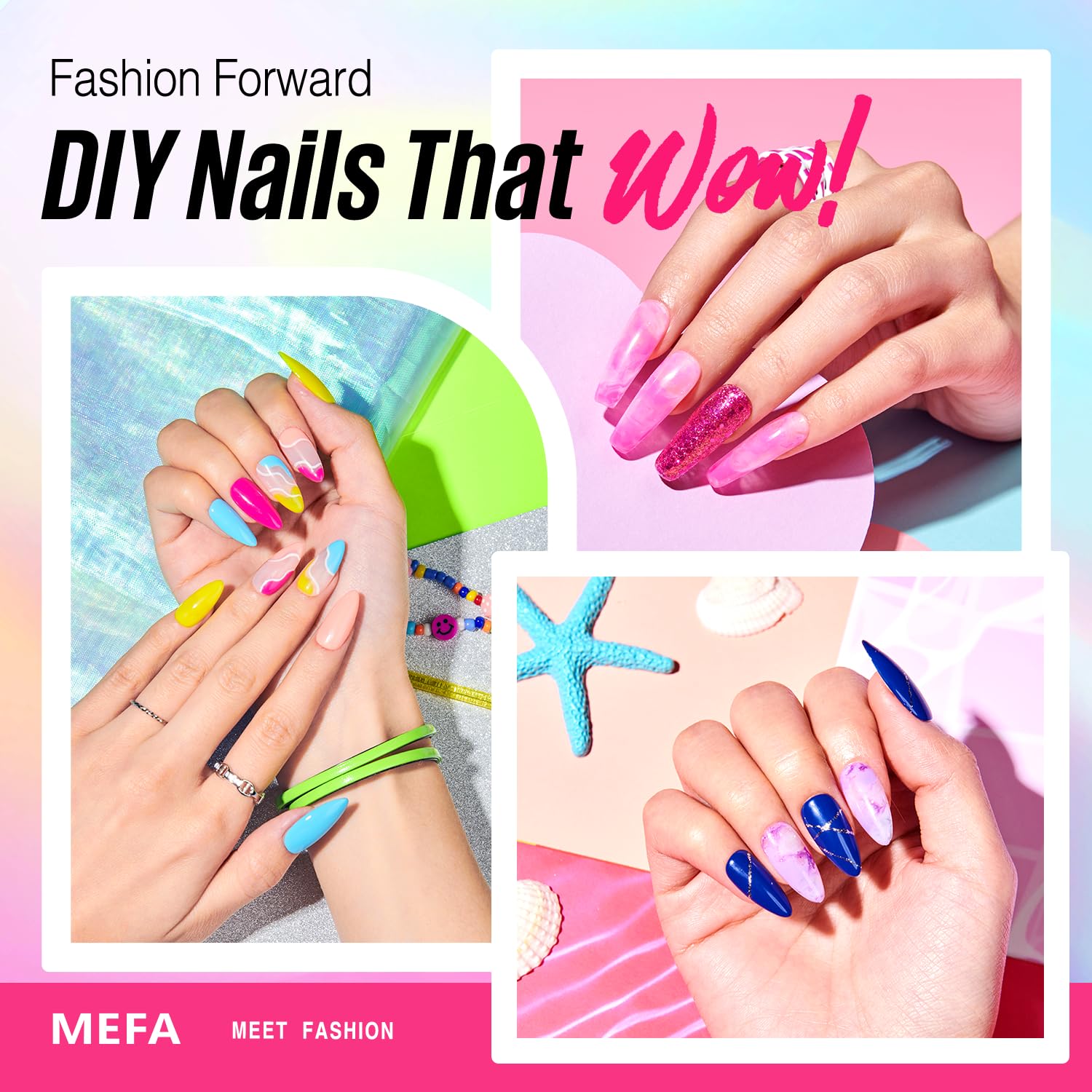 MEFA polish demonstrates two-week wear and glossy shine at home.