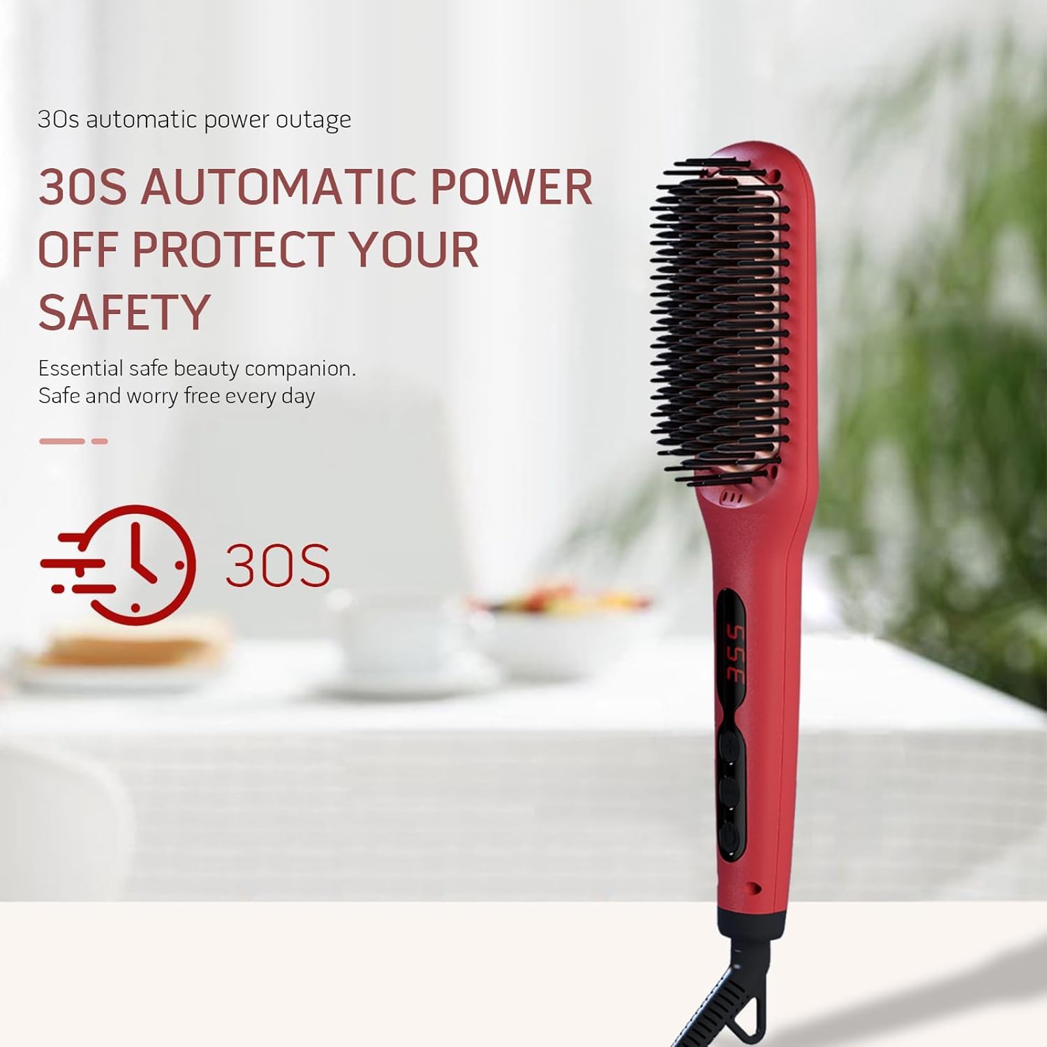 MEGAWISE Pro straightener brush anti-scald design for comfortable styling